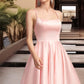 Brooklyn A-line Square Short/Mini Satin Homecoming Dress DEP0020544