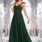 Paola A-line V-Neck Floor-Length Chiffon Bridesmaid Dress With Ruffle DEP0025811