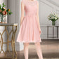 Brooklyn A-line Scoop Knee-Length Chiffon Tulle Homecoming Dress With Beading Ruffle DEP0020594