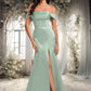 Genesis Trumpet/Mermaid Off the Shoulder Square Floor-Length Satin Prom Dresses With Ruffle DEP0025883