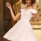 Krystal A-line Off the Shoulder V-Neck Short/Mini Tulle Stretch Crepe Homecoming Dress DEP0020526