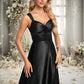 Alisson A-line V-Neck Floor-Length Stretch Satin Prom Dresses With Bow DEP0025882