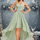 Sydney A-line V-Neck Asymmetrical Chiffon Bridesmaid Dress DEP0025809