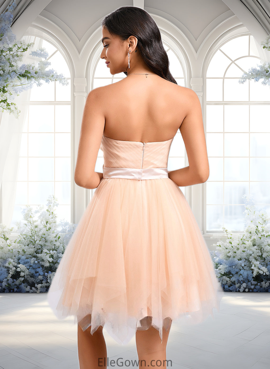 Karsyn Ball-Gown/Princess Sweetheart Short Tulle Homecoming Dress With Bow DEP0025719