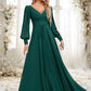 Alannah A-line V-Neck Floor-Length Chiffon Bridesmaid Dress DEP0025816