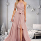 Gwendolyn A-line Halter Floor-Length Chiffon Bridesmaid Dress DEP0025821