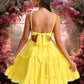 Presley A-line V-Neck Short Chiffon Homecoming Dress With Ruffle Sequins DEP0025700