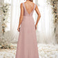 Erica A-line V-Neck Floor-Length Chiffon Bridesmaid Dress DEP0025820