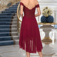 Hayley A-line Off the Shoulder Asymmetrical Chiffon Homecoming Dress With Beading DEP0020582