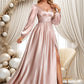 Iyana A-line V-Neck Floor-Length Stretch Satin Prom Dresses DEP0025880