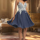 Summer A-line V-Neck Short/Mini Chiffon Homecoming Dress With Beading Sequins DEP0020564