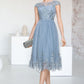 Akira A-line Scoop Knee-Length Lace Tulle Homecoming Dress With Sequins DEP0020579