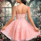 Dania Ball-Gown/Princess Scoop Short Tulle Lace Homecoming Dress With Ruffle DEP0025676