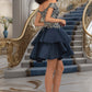 Kay A-line Off the Shoulder Short/Mini Satin Homecoming Dress DEP0020562