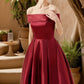 Alexus A-line Off the Shoulder Asymmetrical Satin Homecoming Dress DEP0020532