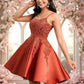 Mandy A-line Scoop Short Satin Lace Homecoming Dress With Sequins DEP0025683