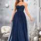 Amiyah Ball-Gown/Princess Sweetheart Sweep Train Tulle Prom Dresses With Beading Sequins DEP0025848