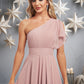 Peggie A-line One Shoulder Asymmetrical Chiffon Bridesmaid Dress With Ruffle DEP0025819