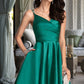 Talia A-line V-Neck Short/Mini Satin Homecoming Dress With Ruffle DEP0020539