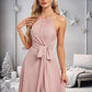 Gwendolyn A-line Halter Floor-Length Chiffon Bridesmaid Dress DEP0025821