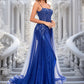 Pearl Trumpet/Mermaid Straight Sweep Train Tulle Sequin Prom Dresses With Sequins Appliques Lace DEP0025857