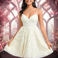 Addyson A-line V-Neck Short Lace Homecoming Dress DEP0025708