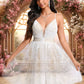 Belinda Ball-Gown/Princess V-Neck Short Tulle Lace Homecoming Dress With Pleated DEP0025711