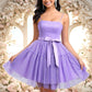 Amiya Ball-Gown/Princess Straight Short Tulle Homecoming Dress With Bow DEP0025717