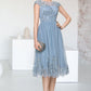 Akira A-line Scoop Knee-Length Lace Tulle Homecoming Dress With Sequins DEP0020579