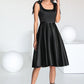 Dana A-line Square Knee-Length Satin Homecoming Dress With Bow DEP0020556