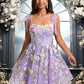 Mckinley A-line Scoop Short Floral Lace Homecoming Dress With Bow 3D Floral DEP0025695