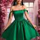 Eliana Ball-Gown/Princess Straight Short Satin Homecoming Dress With Bow DEP0025645