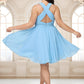 Mary A-line V-Neck Knee-Length Chiffon Homecoming Dress With Ruffle DEP0025703