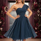 Kaylyn A-line One Shoulder Knee-Length Chiffon Homecoming Dress With Ruffle DEP0025722