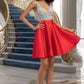 Yamilet A-line V-Neck Short/Mini Satin Homecoming Dress With Beading Sequins DEP0020569