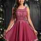 Alisson A-line Scoop Short Chiffon Homecoming Dress With Sequins Appliques Lace DEP0025681