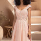 Hazel A-line V-Neck Knee-Length Chiffon Lace Homecoming Dress With Beading DEP0020565