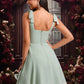 Paulina A-line Square Short Chiffon Homecoming Dress With Bow DEP0025655