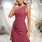 Annabella A-line One Shoulder Floor-Length Chiffon Bridesmaid Dress With Ruffle DEP0025824