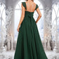 Paola A-line V-Neck Floor-Length Chiffon Bridesmaid Dress With Ruffle DEP0025811