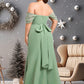 Savanah Trumpet/Mermaid Off the Shoulder V-Neck Floor-Length Chiffon Bridesmaid Dress DEP0025810