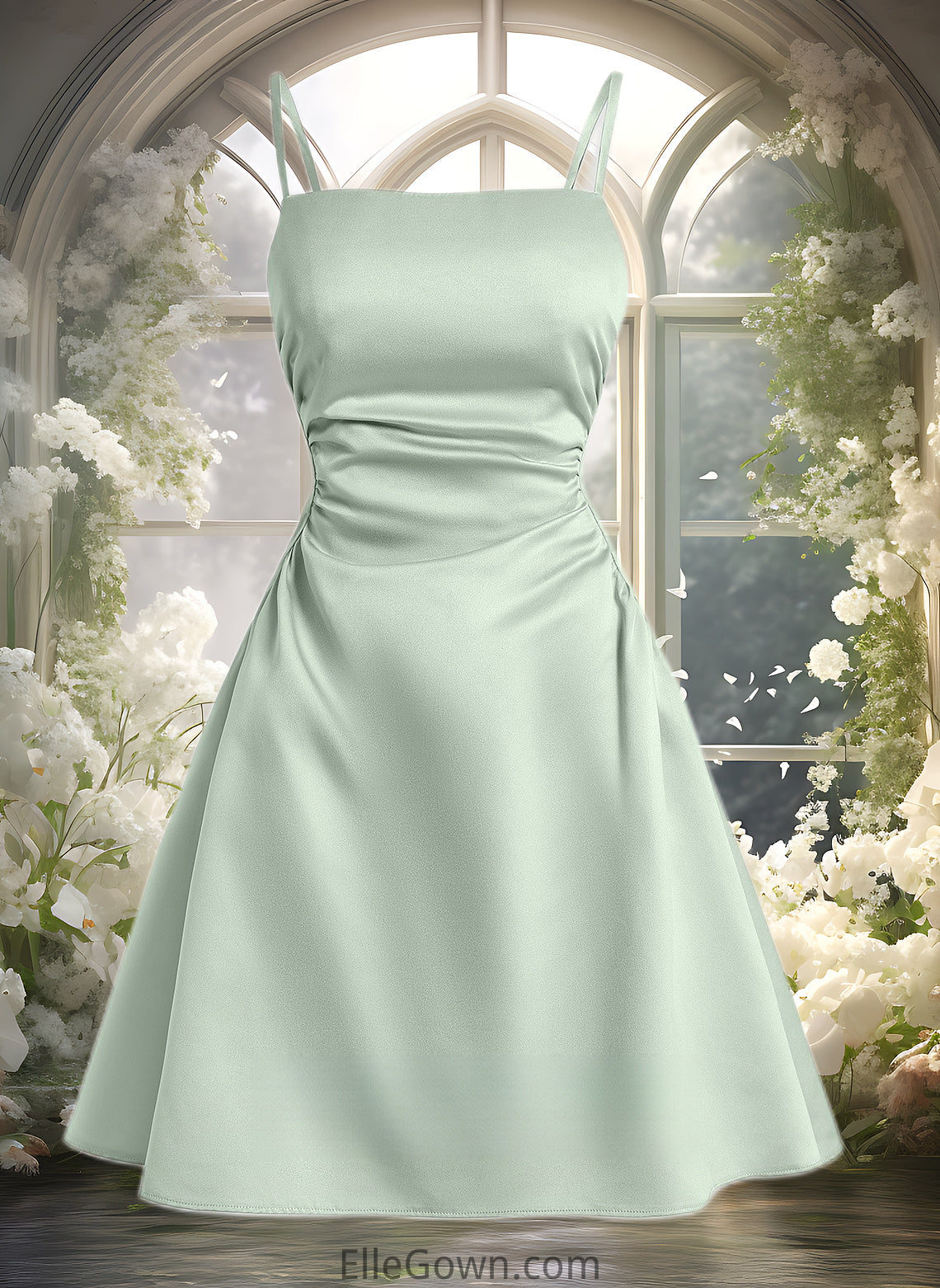 Kristin A-line Straight Short Satin Homecoming Dress DEP0025643