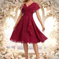 Jillian A-line V-Neck Knee-Length Chiffon Homecoming Dress With Ruffle DEP0025716