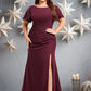 Kaila A-line Boat Neck Floor-Length Chiffon Bridesmaid Dress With Ruffle DEP0025827