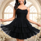 Elyse Ball-Gown/Princess Scoop Short Tulle Homecoming Dress With Pleated Ruffle DEP0025648