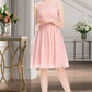 Brooklyn A-line Scoop Knee-Length Chiffon Tulle Homecoming Dress With Beading Ruffle DEP0020594