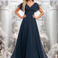 Alina A-line V-Neck Floor-Length Chiffon Bridesmaid Dress DEP0025806