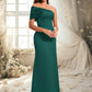 Lillian A-line Asymmetrical Off the Shoulder Floor-Length Satin Prom Dresses DEP0025884