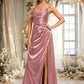 Vivian A-line Cowl Floor-Length Stretch Satin Prom Dresses DEP0025881