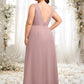 Erica A-line V-Neck Floor-Length Chiffon Bridesmaid Dress DEP0025820